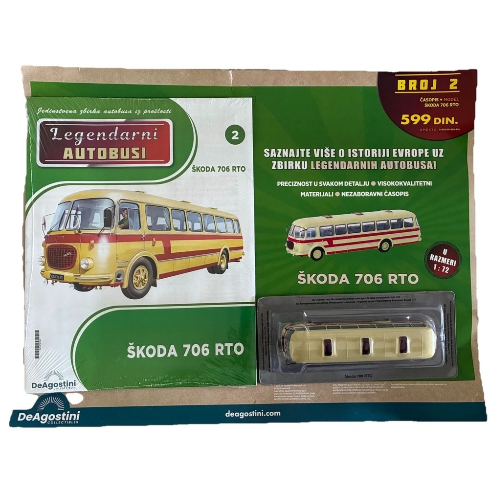 DeAgostini Skoda 706 RTO 1:72 Diecast Iconic Buses From A Bygone Era Series NEW‎